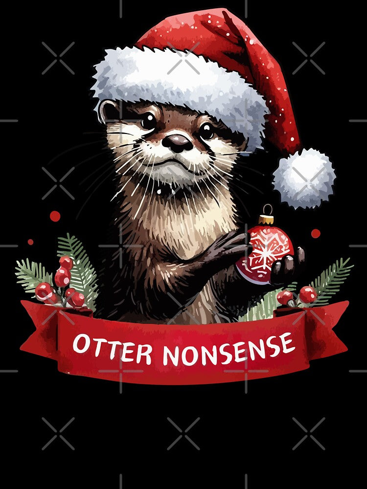 Otter Nonsense Merry Christmas Animal by TomFrontierArt