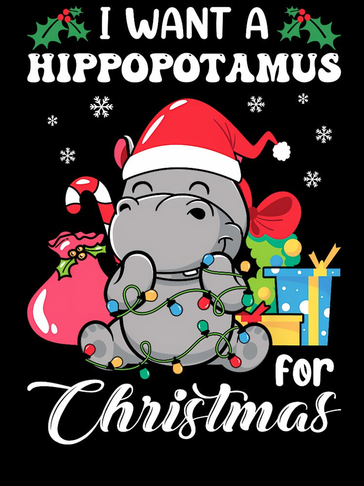 I Want A Hippopotamus For Christmas Hippo Christmas Pajamas by agbomblouetl