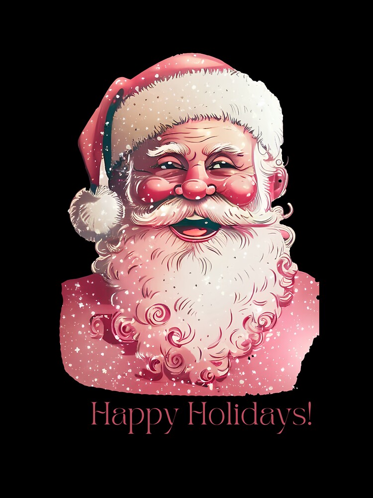 Retro Vintage Pink Santa Claus  01 by printiesart
