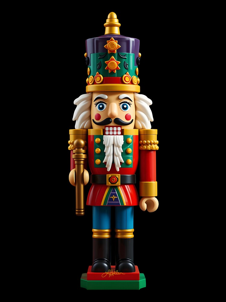 Colorful Christmas Nutcracker Toy with Staff by Lee Hiller Designs