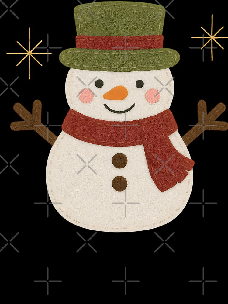 Smiling Snowman with Green Hat and Red Scarf | Cute Christmas Winter Illustration by svarupa