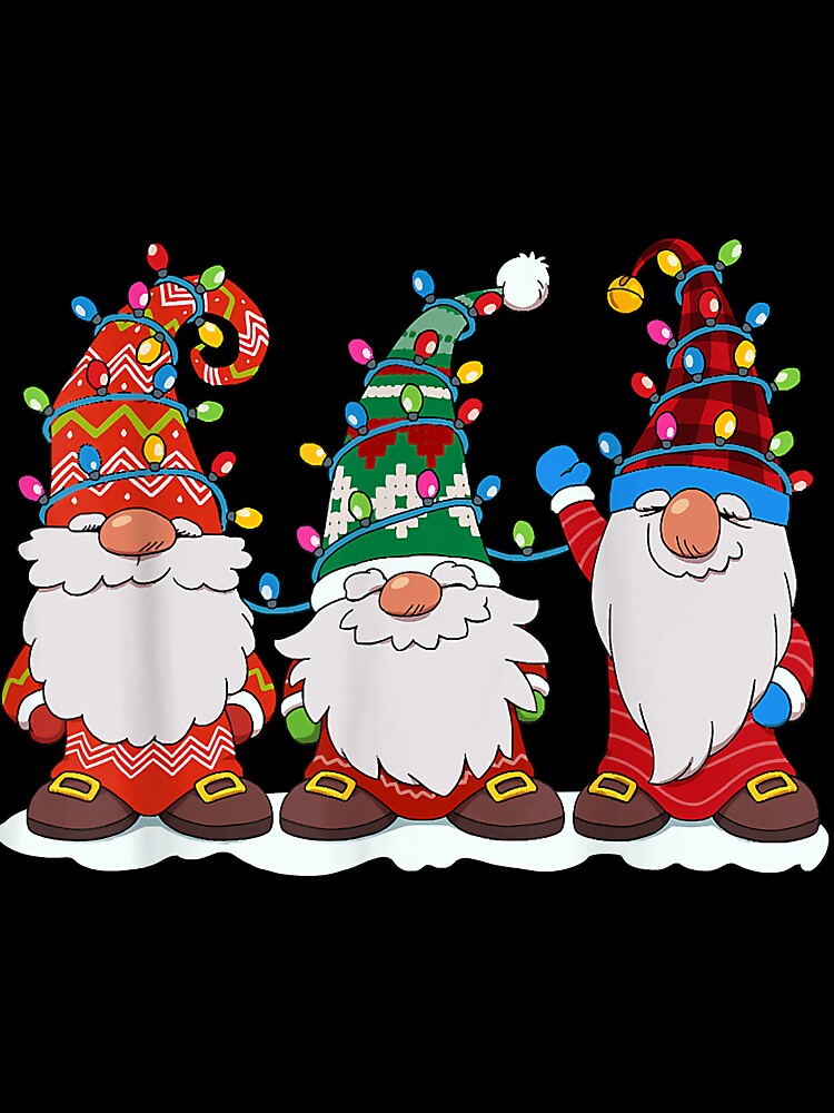 Three Gnomes Red Plaid Hat Funny Gnome Christmas Tree Lights by JoelleKey