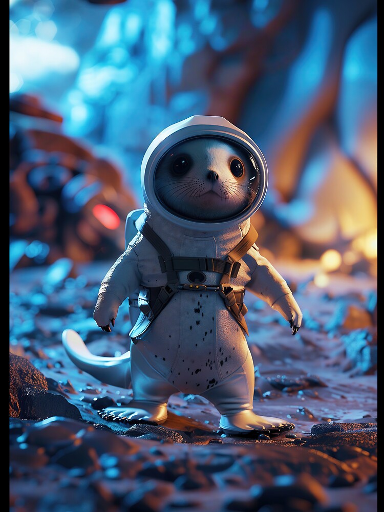 Adorable Otter Astronaut in Space Suit Exploring Outer Space Planet by Mullet Monkey