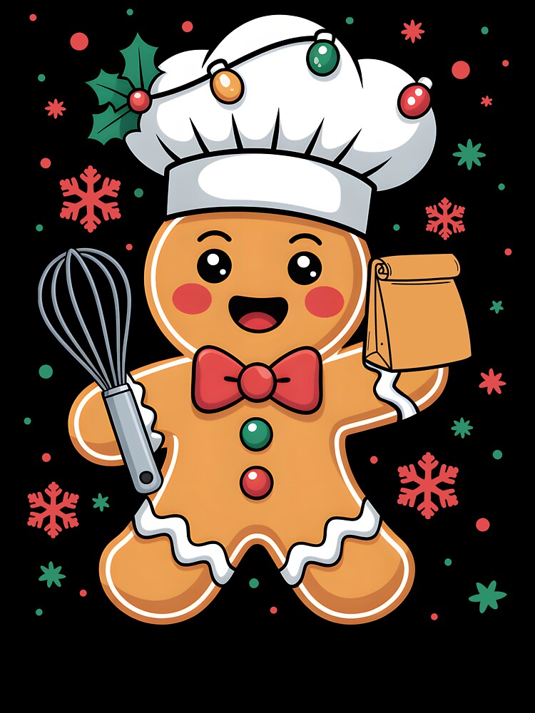 Gingerbread Man Chef Bake Cookies Funny Baker Christmas by KarimSoCute