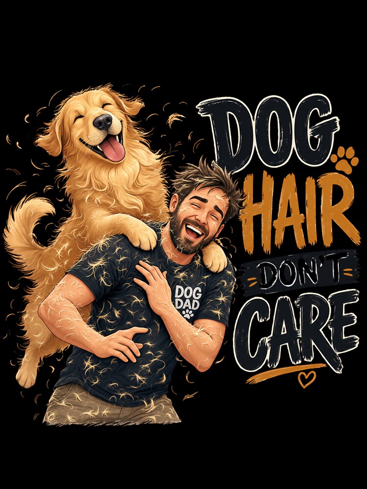 Dog Hair Don't Care Golden Retriever Dog Dad Funny T-Shirt by Ashley critters