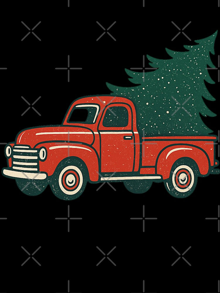 Retro Xmas Tree Truck – Classic Red Pickup Graphic by PrintHorizonD