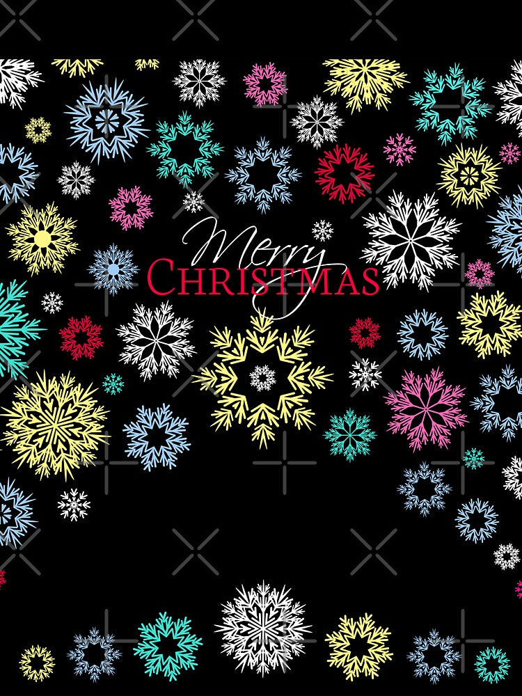 Merry Christmas Black Dress Multicolored Snowflakes by Ross-Sergey