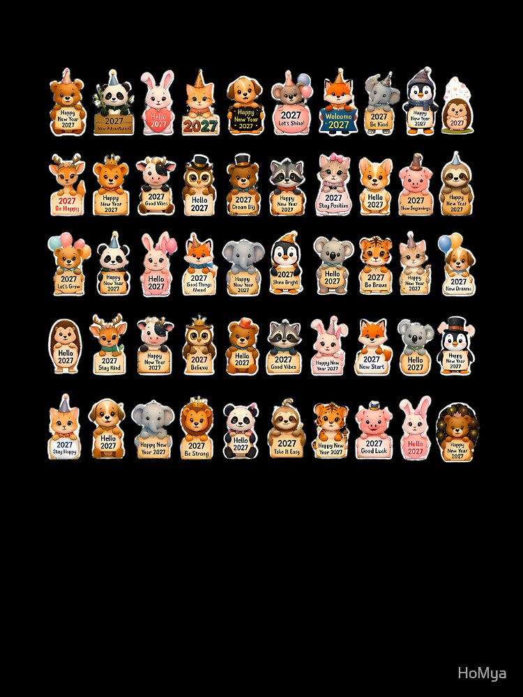 Cute New Year 2027 Animal Stickers – Kawaii Celebration Sticker Pack by HoMya