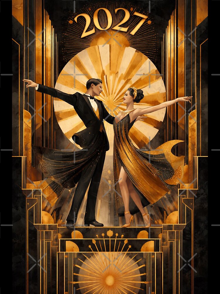Art Deco Ballroom Dance 2027 New Year Celebration Poster by ArgentoArt