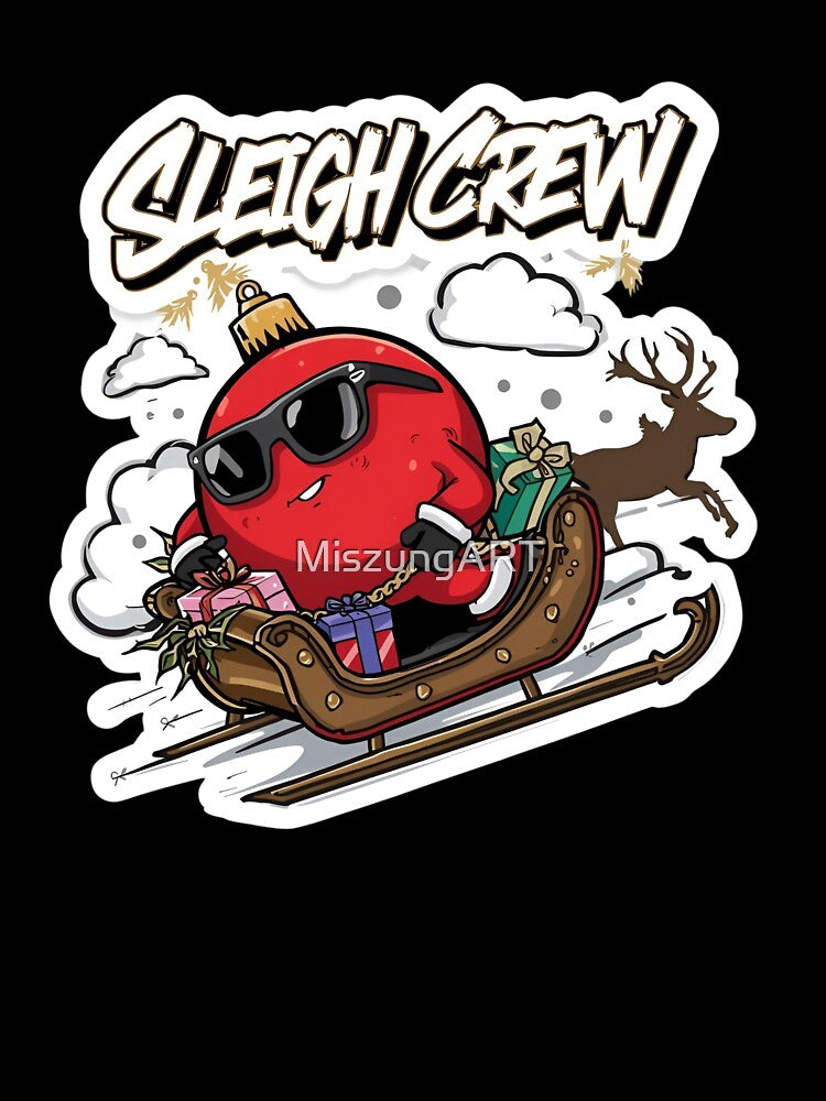Christmas Ornament Sleigh Crew – Funny Winter Ride Art by MiszungART