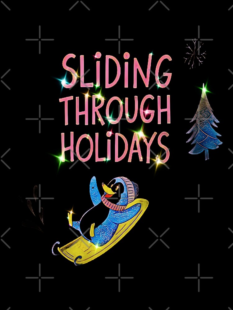 Sliding Through Holidays, Penguin Christmas, Winter Fun, Holiday Sled by creativerooney