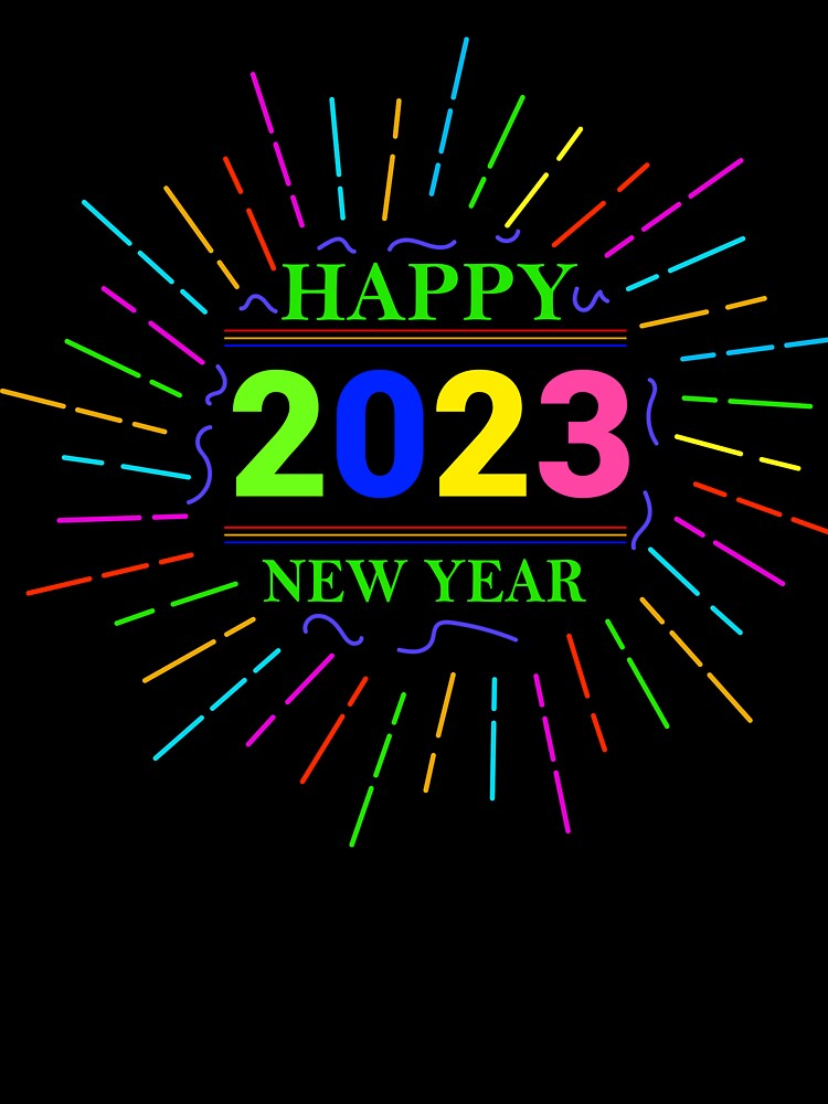 Happy New Year Multi Color Of Lines by PrintDesign-Hub
