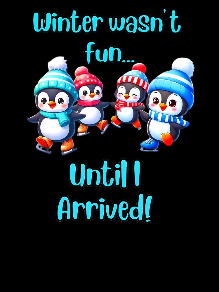Cute Funny Winter Penguins Ice Skating Design by NowAndThen2022