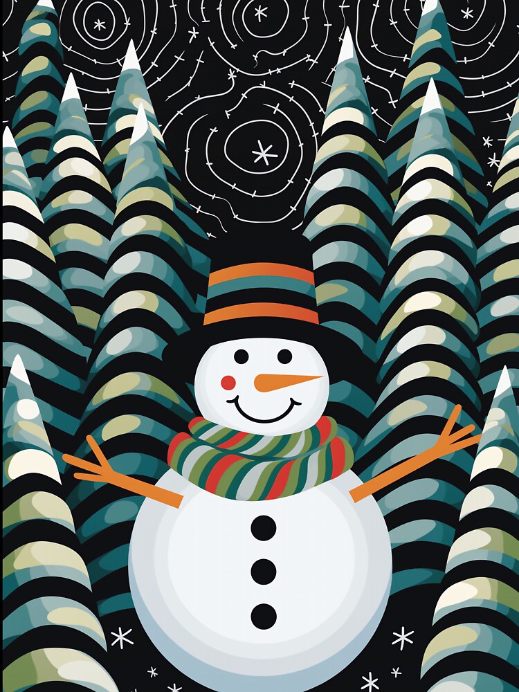 Snowman in the Woods by EnchantArtCo