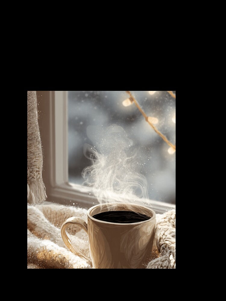 Cozy Winter Coffee Aesthetic | Warm Mug & Snowy Window Art by Flair-Fashion