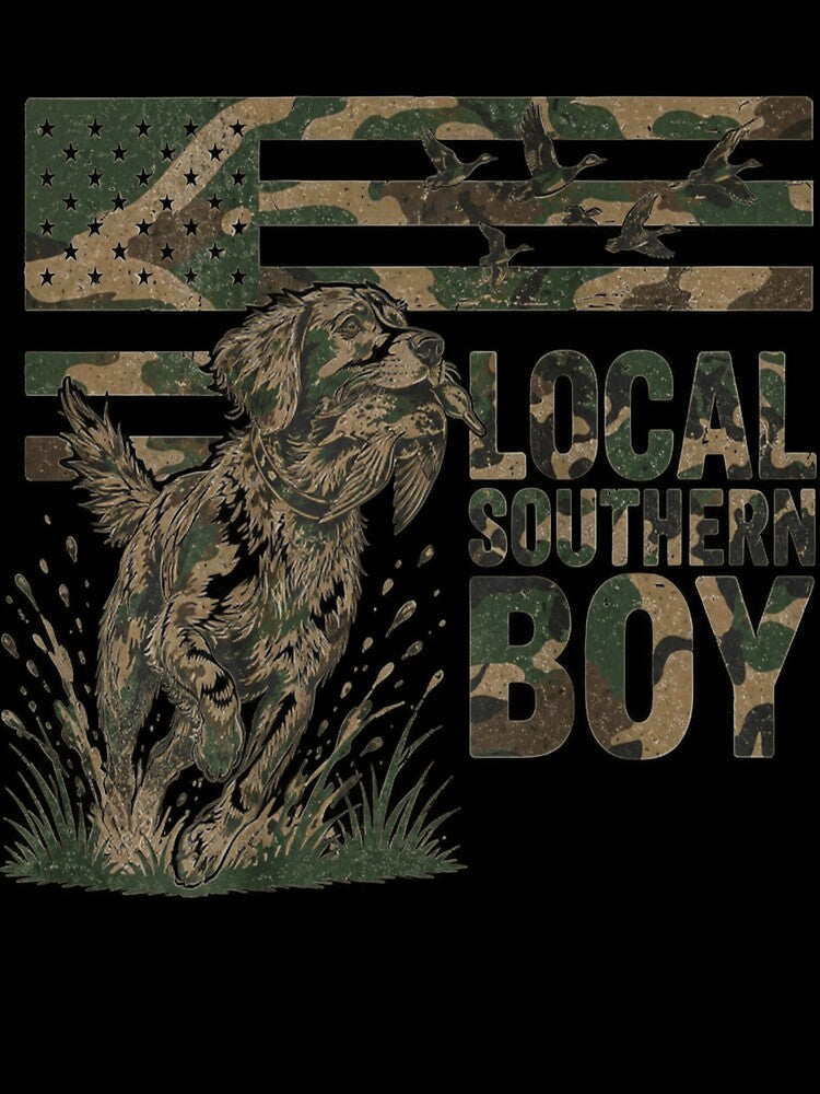 (On Back) Funny Boy Local Camo Duck Hunting Camouflage USA Flag by kotastiart
