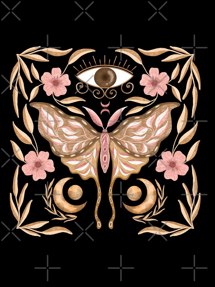 Luna moth pink boho by pinkyfish1010