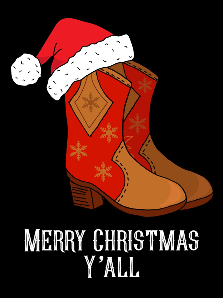 Merry Christmas Y_all Red Western Cowboy Boots by CarterMarys