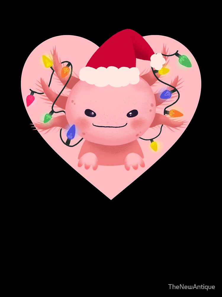Super Cute Christmas Axolotl with Fairy Lights by TheNewAntique