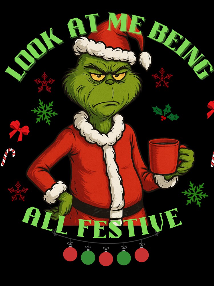 Grumpy Green Christmas Mood Character – Funny Festive by StudioWhitworth
