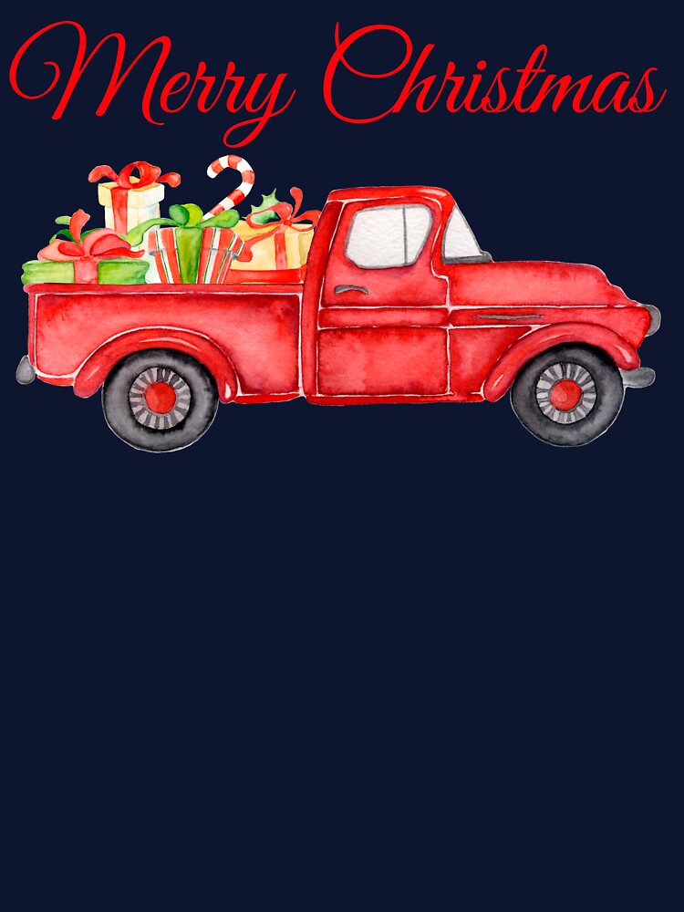 Christmas Vintage Red Pickup Truck with Presents by Maryna Denysenko