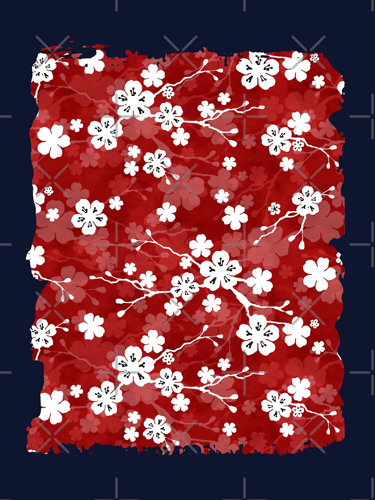 Red and white cherry blossom pattern by adenaJ Unisex