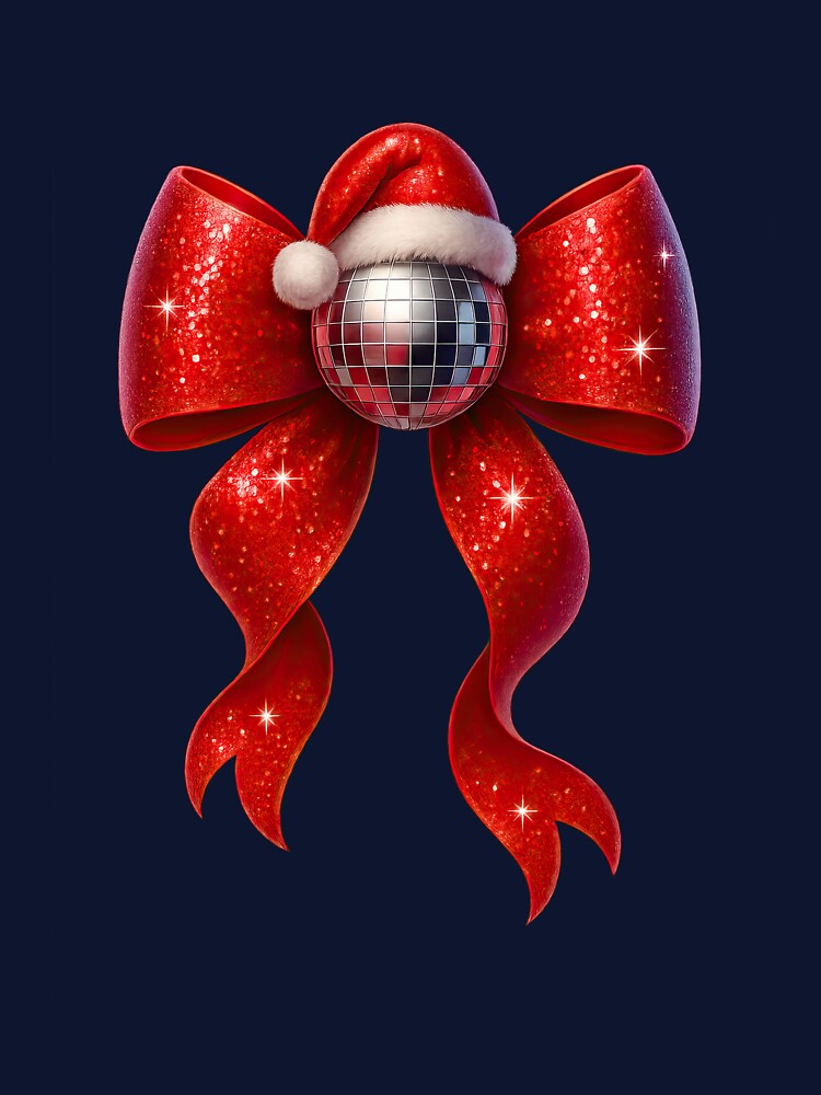Glamorous 3D Christmas Bow with Disco Ornament and Santa Hat by MujernDesignArt