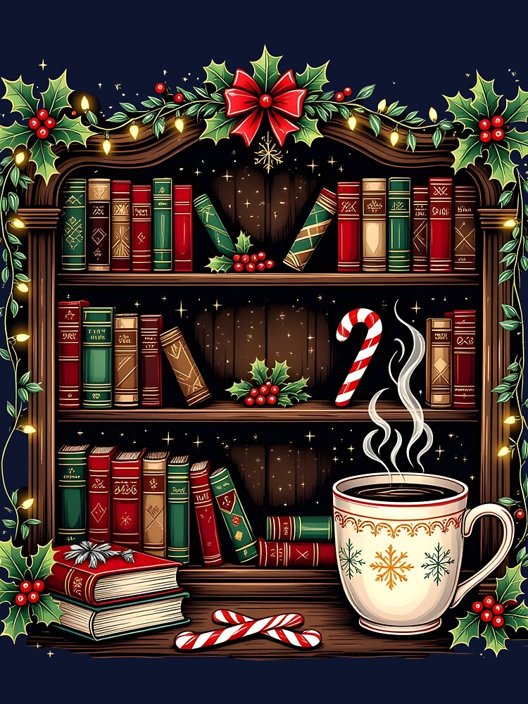 christmas coffee and books bookish design by Uglyandcute