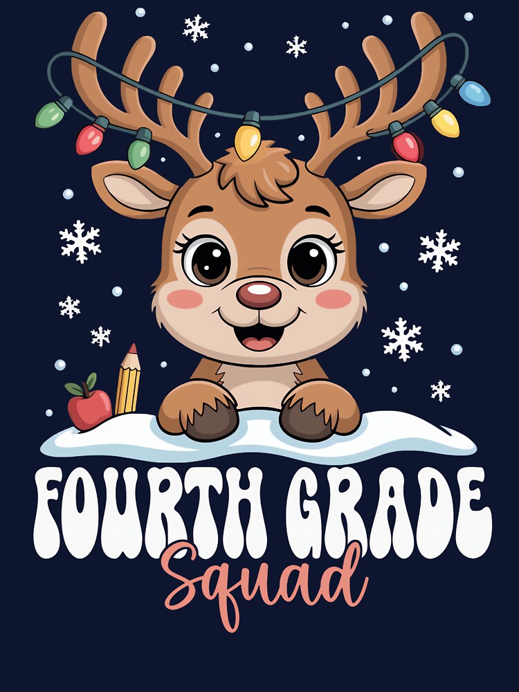 Fourth Grade Squad Reindeer Christmas Lights Winter by BaidenNeta