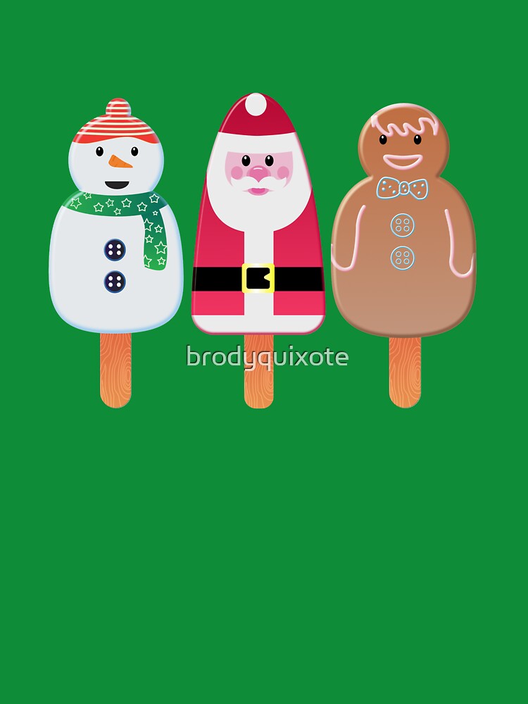 Christmas Snowman, Santa And Gingerbread Man by brodyquixote