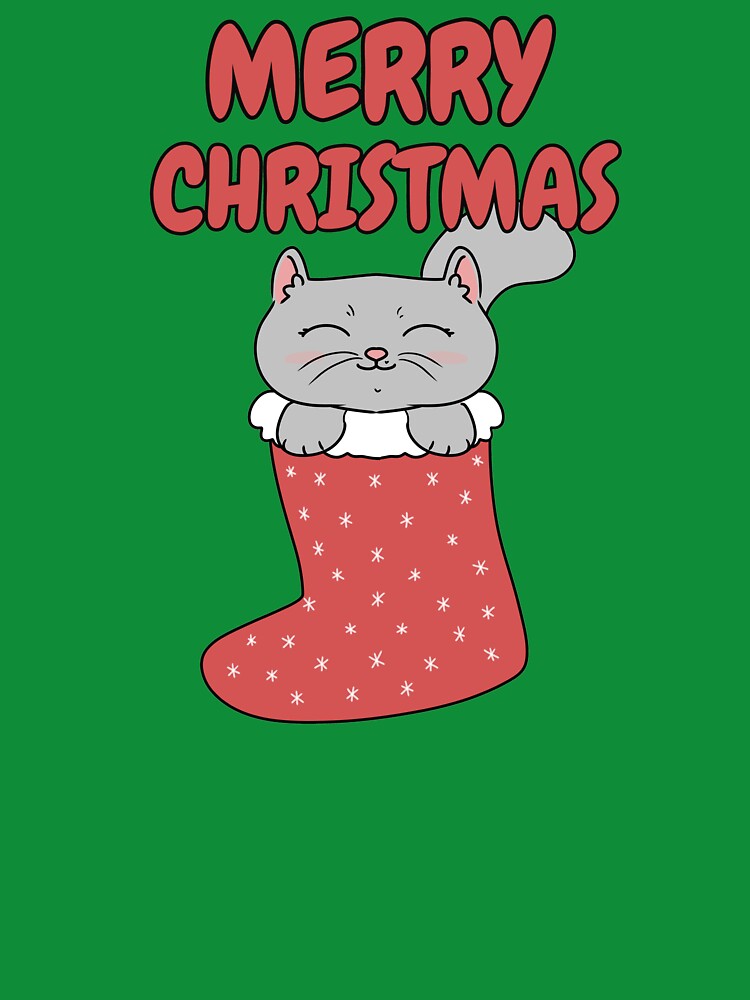 Merry Christmas Cute Cat in Christmas Stocking by HugSomeNettles