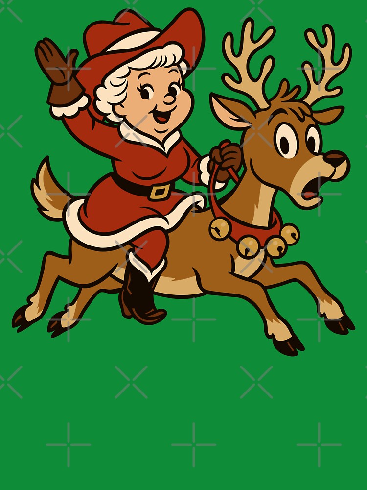 Cowgirl Mrs. Claus Riding a Reindeer by Ghost on Toast