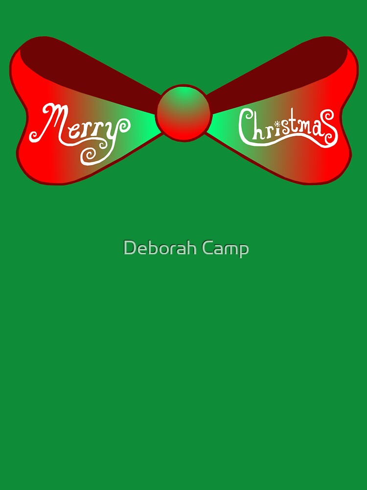 Merry Christmas Red and Green Bow by Deborah Camp