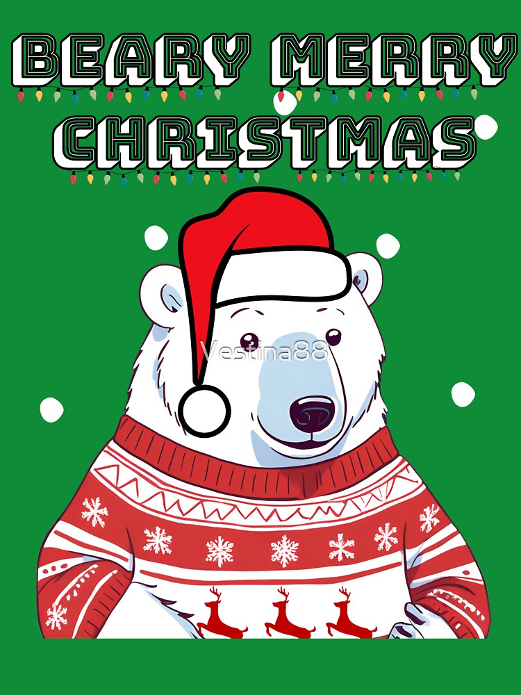 Festive Polar Bear with Christmas Sweater & Hat by Vestina88