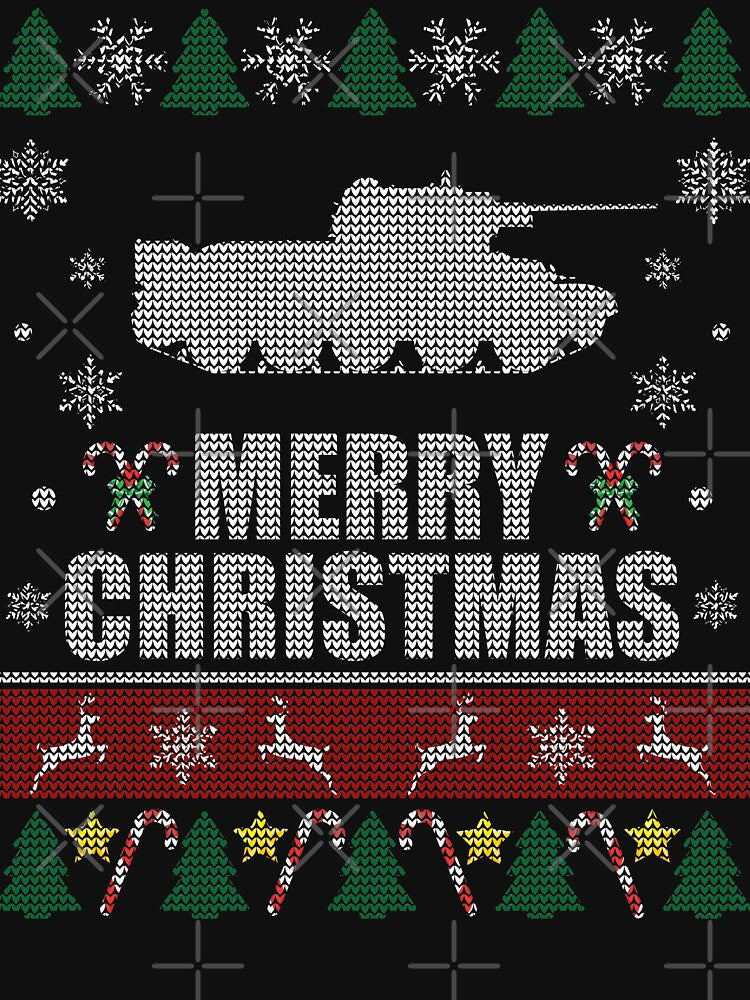 Ugly Christmas Sweater War Military Tank Vehicle by Sleazoid