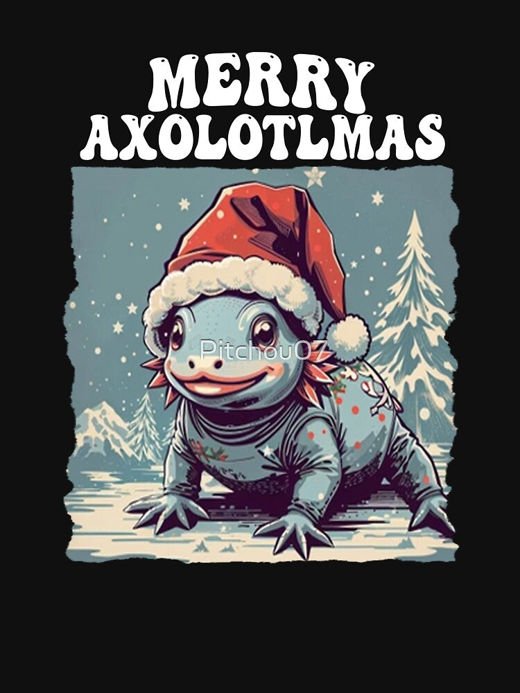 Merry Axolotlmas Funny Axolotl Animal Lover Santa Hat Xmas by Pitchou07
