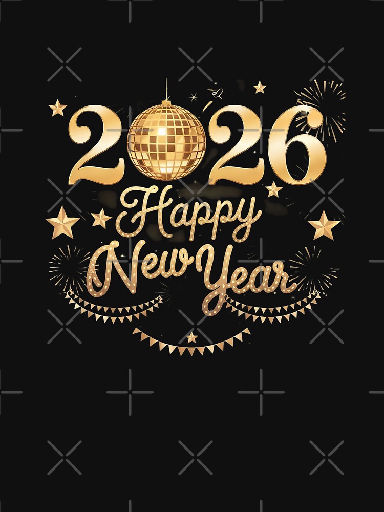 Happy New Year 2026 Gold Disco Ball by sandrahofer-art