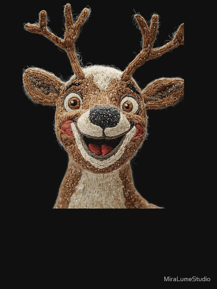 Cute Holiday Reindeer Embroidery – Cozy Nordic Christmas Art by MiraLumeStudio