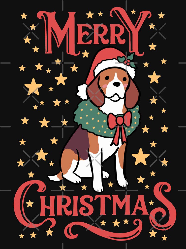 Merry Christmas Cute christmas beagle dog illustration by Yarafantasyart
