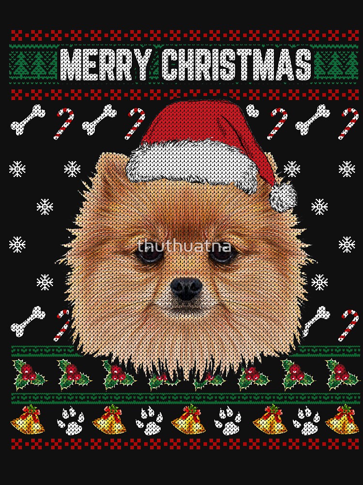 Pomeranian Lovers Ugly Xmas Sweater Merry Christmas T Shirt by thuthuatna