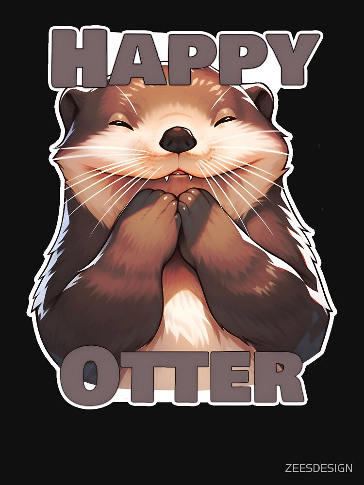Happy Otter Cute Animals Sticker and Teeshirt Design by ZeesDesign on Redbubble copy by ZEESDESIGN