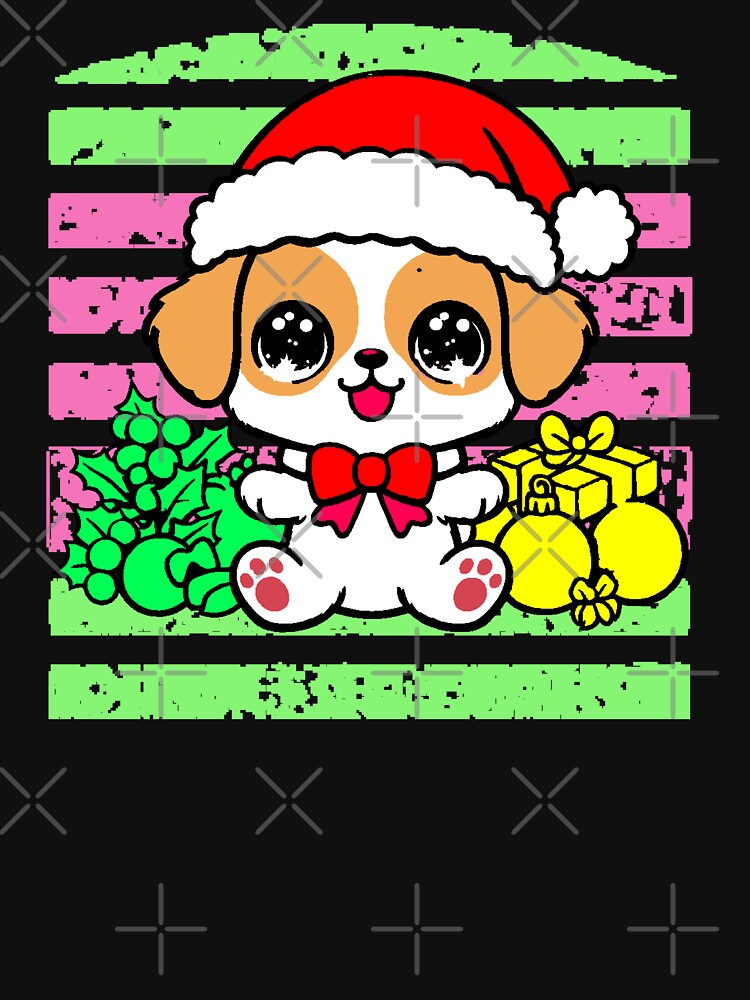 Christmas Dog with Hat and Gifts Aesthetic Illustration by AstronautMerch