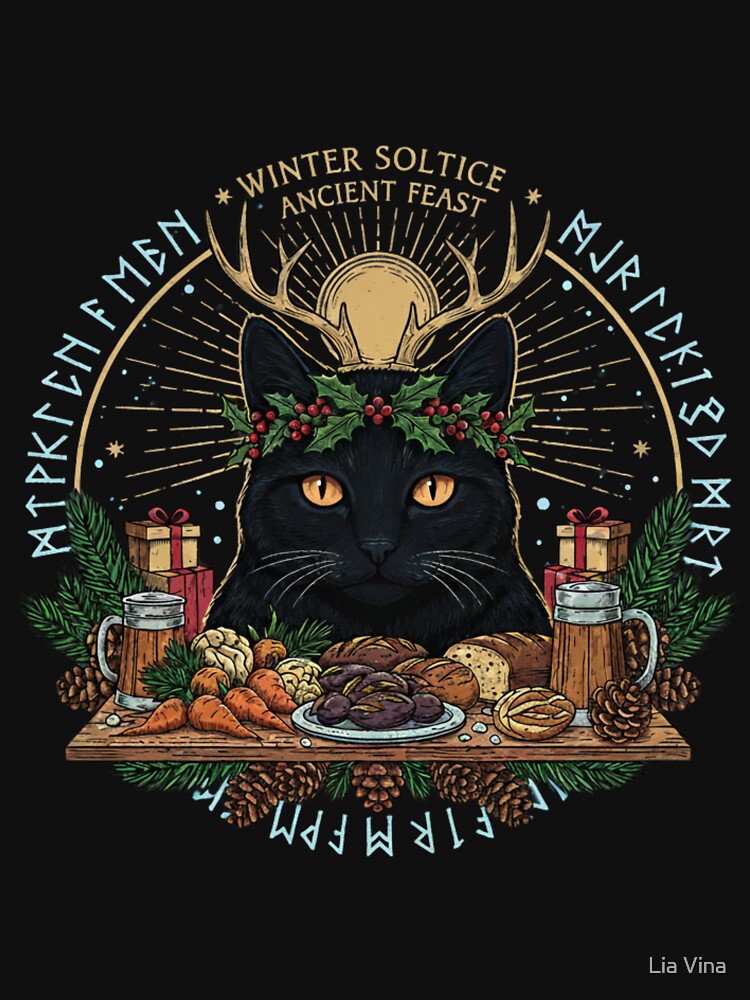 Yule Cat Wiccan Christmas Sabbat by Lia Vina