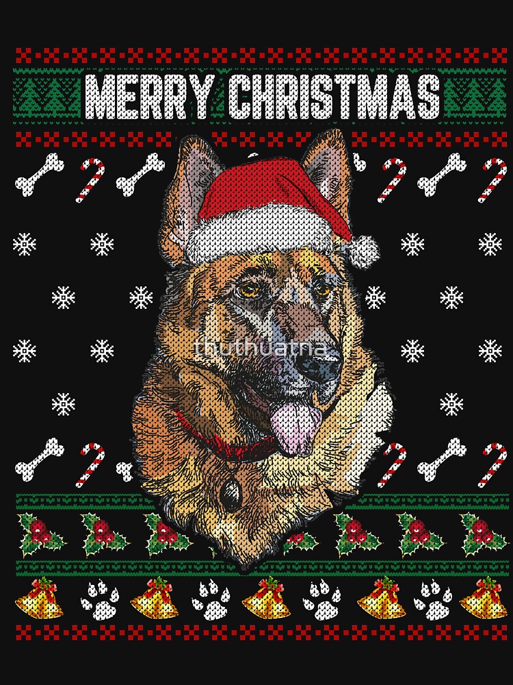 German Shepherd Lovers Ugly Xmas Sweater Merry Christmas T Shirt by thuthuatna