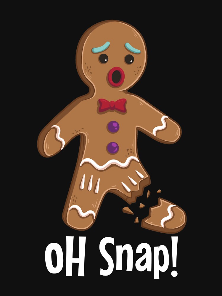 Gingerbread Man Oh Snap Snapped Leg Funny Christmas by B-Cubed-Shirts