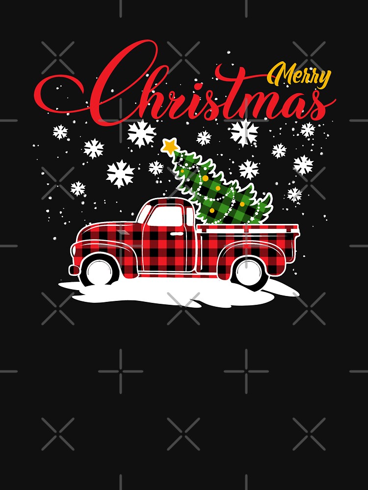Vintage Buffalo Red Truck With Merry Christmas Tree by SIMPLINZ