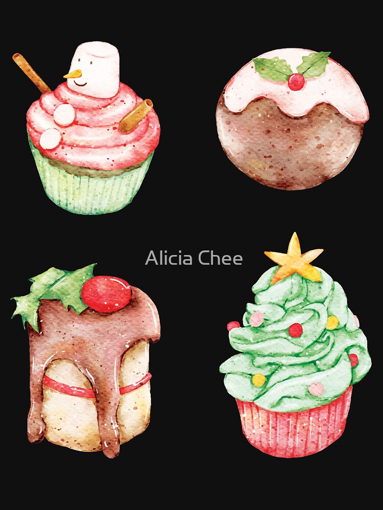 Assorted Christmas Cakes - Snowman, Christmas Tree, Mistletoe, by Alicia Chee