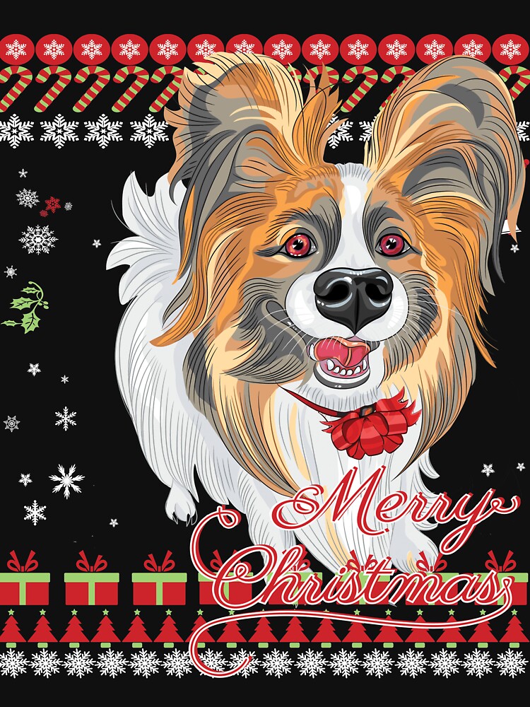 Papillon Dog Shirt - Papillon Dog Ugly Christmas Sweater by lucymeme