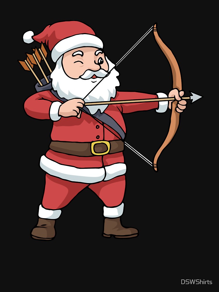 Christmas Archery Arrow Bow Hunting Santa Claus by DSWShirts