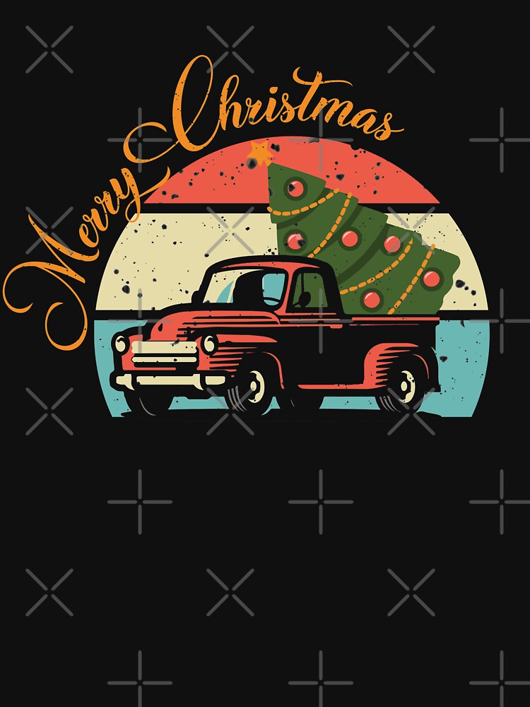 Vintage Red Truck With Merry Christmas Tree by SIMPLINZ